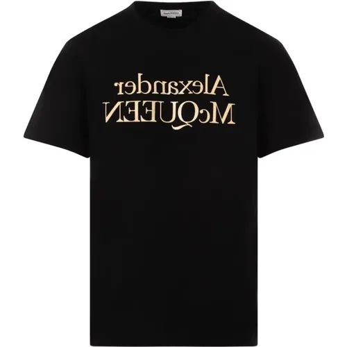 Schwarzes Logo Baumwoll T-Shirt , Herren, Größe: L - alexander mcqueen - Modalova
