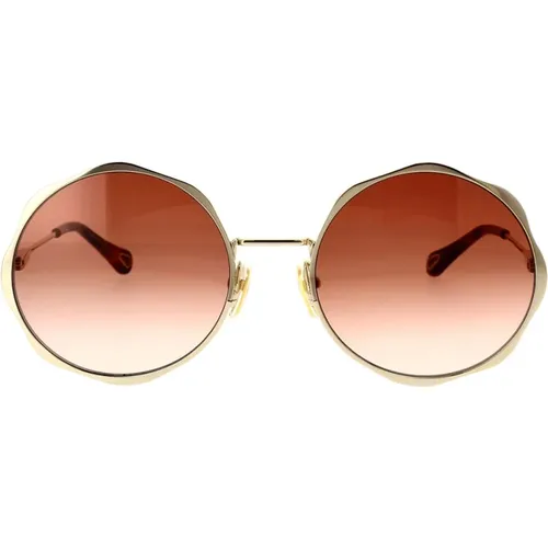 Round Metal Sunglasses with Bohemian Charm , female, Sizes: 59 MM - Chloé - Modalova