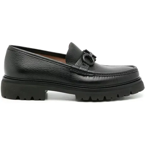 Leather Flat Shoes Gancini , male, Sizes: 6 1/2 UK, 7 UK, 5 1/2 UK, 6 UK, 7 1/2 UK, 8 UK - Salvatore Ferragamo - Modalova