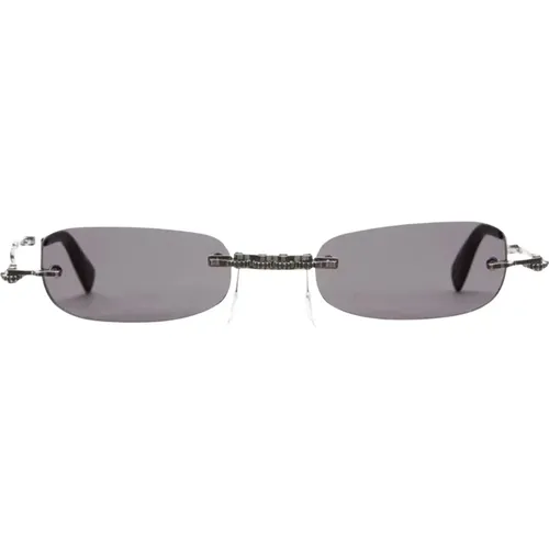 Schwarze ovale Sonnenbrille mit grauer Linse - Kuboraum - Modalova