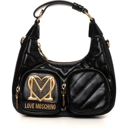 Halbmond-förmige Tasche mit aufgesetzter Tasche - Love Moschino - Modalova