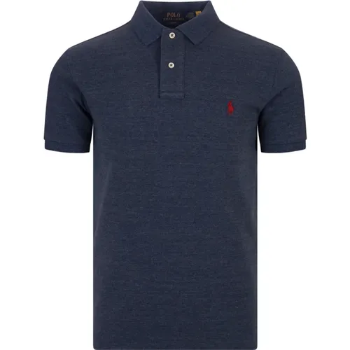 Blaues Polo-Shirt Baumwolle Piqué Icon , Herren, Größe: M - Ralph Lauren - Modalova