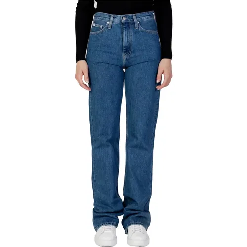 Blaue Baumwoll-Zip-Jeans Damen Herbst/Winter , Damen, Größe: W32 L32 - Calvin Klein Jeans - Modalova