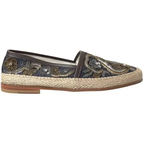 Blaue Bestickte Denim Espadrilles Schuhe - Dolce & Gabbana - Modalova