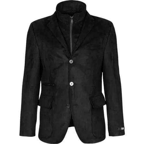 Schwarze Regular Jacke , Herren, Größe: M - Karl Lagerfeld - Modalova
