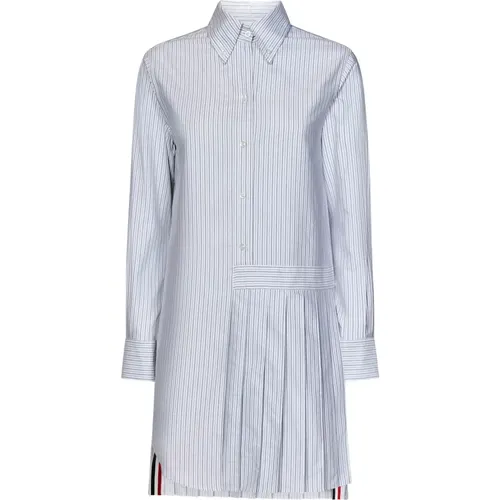 Striped Cotton Poplin Mini Shirtdress , female, Sizes: XS, S - Thom Browne - Modalova