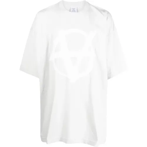 Weißes Baumwoll-T-Shirt mit Logo-Print - Vetements - Modalova