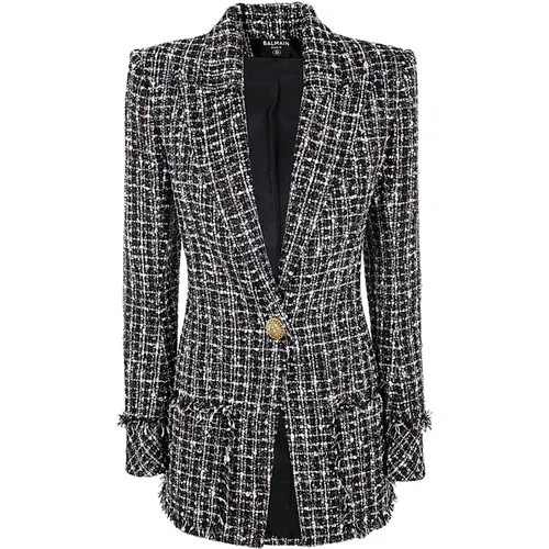 Elegant Tweed Fitted Jacket Balmain - Balmain - Modalova