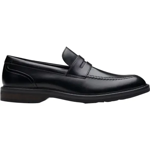 Schwarze Slip-On Lederschuhe Aldwin Step , Herren, Größe: 44 EU - Clarks - Modalova