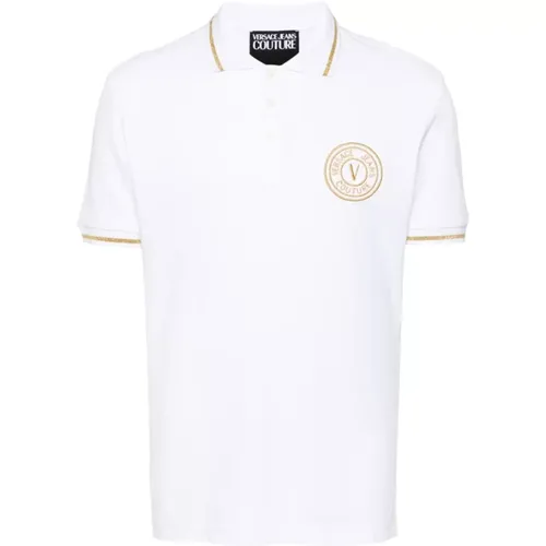 Weißes Polo-Shirt für Männer , Herren, Größe: L - Versace Jeans Couture - Modalova