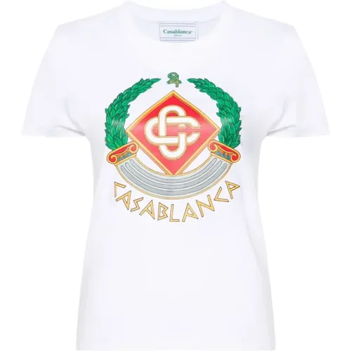 Cotton Logo Print T-shirt , female, Sizes: XS - Casablanca - Modalova