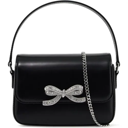 Crystal-studded bow micro handbag , female, Sizes: ONE SIZE - Self Portrait - Modalova