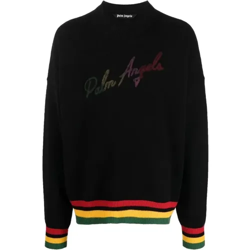 Luxury Cashmere Sweater with Multicolor Stripes , male, Sizes: S, M - Palm Angels - Modalova
