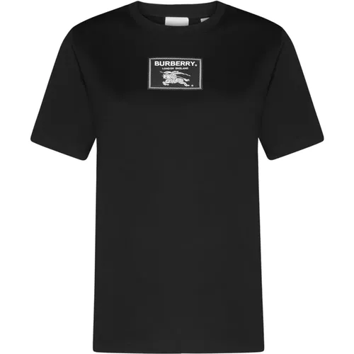 Classic Nero Cotton T-Shirt , female, Sizes: S, XS - Burberry - Modalova