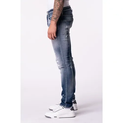 Bestickte Rosa Jeans Herren Dunkelblau , Herren, Größe: W32 - My Brand - Modalova