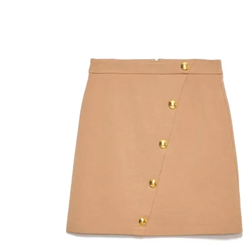 Milano Point Skirt with Camel Logo Buttons , female, Sizes: S, 2XS, M - Gaëlle Paris - Modalova