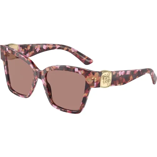 Fashion Sunglasses in Pink and Brown , female, Sizes: 54 MM - Dolce & Gabbana - Modalova