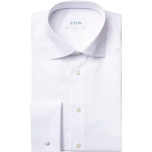 Weißes Signature Twill Hemd - Französische Manschette Slim , Herren, Größe: S - Eton - Modalova