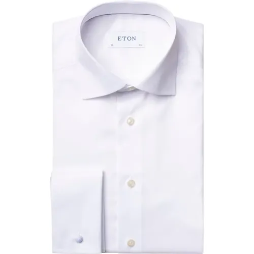 Weißes Signature Twill Hemd - Französische Manschette Slim , Herren, Größe: L - Eton - Modalova