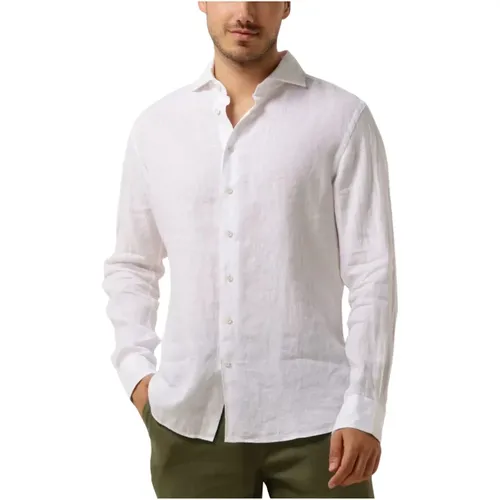 Weißes Leinenhemd X-cutaway Stil,Herren Leinen X-Cutaway Hemd,Leinen X-Cutaway Hemd ,Mint Leinen X-Cutaway Hemd - Profuomo - Modalova