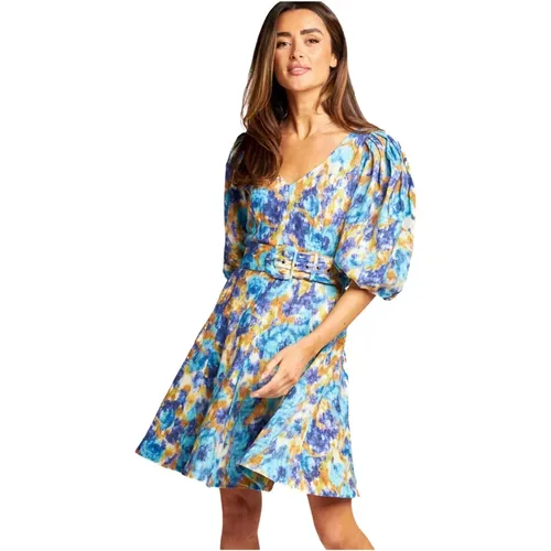 Blumiges Mini Kleid , Damen, Größe: L - Alma en Pena - Modalova