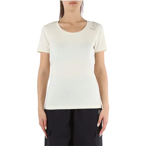 Stretch Cotton Logo Print T-shirt , female, Sizes: XS, L, S, M - Emporio Armani EA7 - Modalova