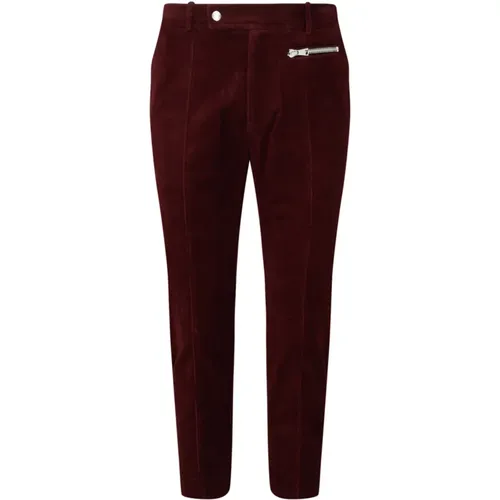 Bordeaux Cotton Suede Cropped Trousers , male, Sizes: M, S - Balmain - Modalova