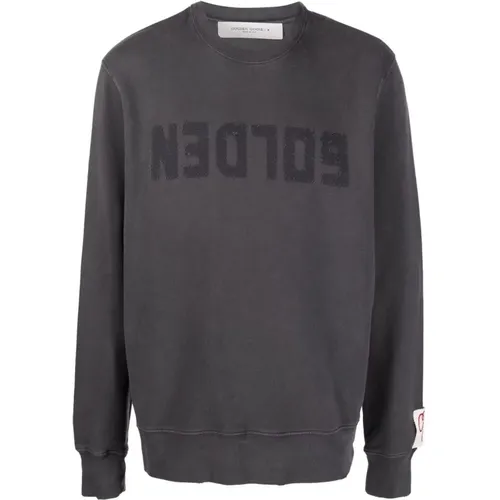 Logo-Print Sweatshirt in Grey , male, Sizes: M, L, S - Golden Goose - Modalova