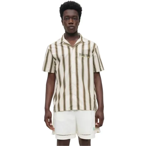 Resort Shirt Striped Khaki , male, Sizes: S, M, 2XL, L, XL - Filling Pieces - Modalova
