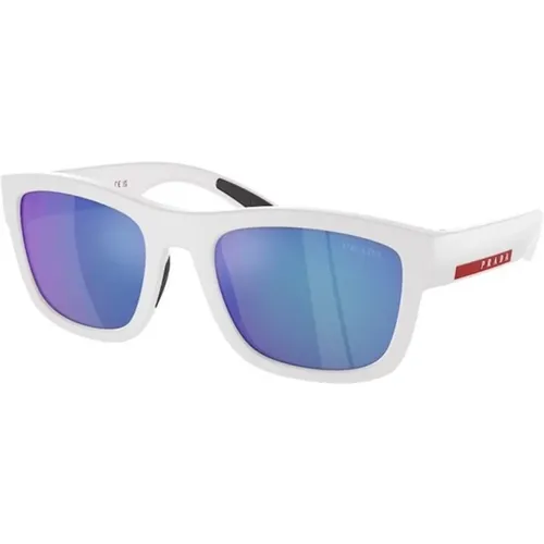 Green Blue Mirror Sunglasses Model , male, Sizes: 56 MM - Prada - Modalova