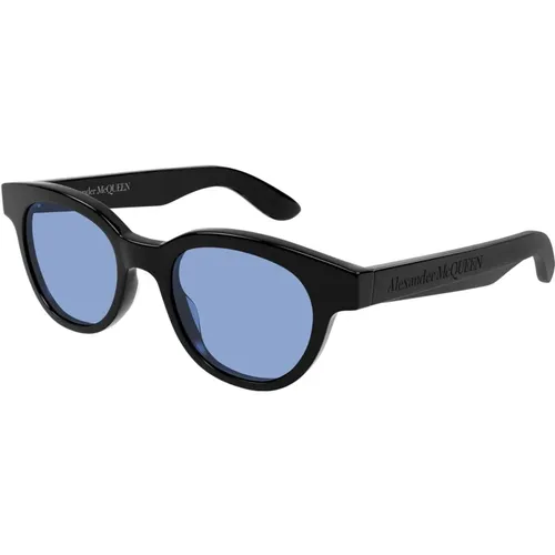 Schwarze/Hellblaue Sonnenbrille , unisex, Größe: 51 MM - alexander mcqueen - Modalova