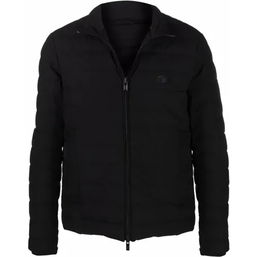 Schwarze Gesteppte Logo-Patch Jacke , Herren, Größe: 3XL - Emporio Armani - Modalova