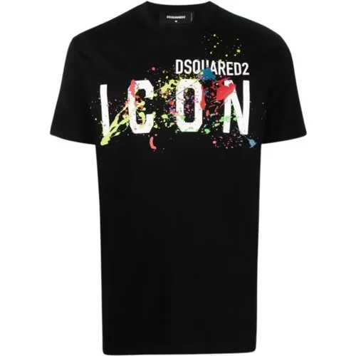 Icon Splatter Cool T-Shirt , male, Sizes: L, M, XL - Dsquared2 - Modalova