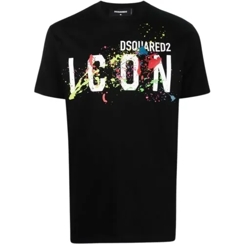 Icon Splatter Cool T-Shirt , male, Sizes: L, M, XL, S, 2XL - Dsquared2 - Modalova