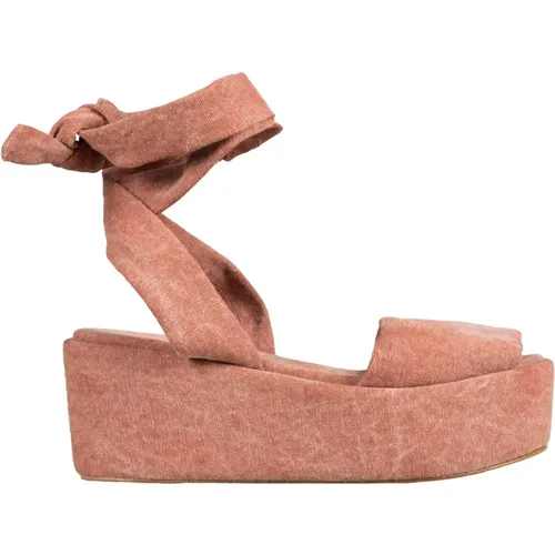 Washed cotton platform sandal , female, Sizes: 5 UK, 6 UK, 8 UK, 4 UK, 7 UK, 3 UK - Cortana - Modalova