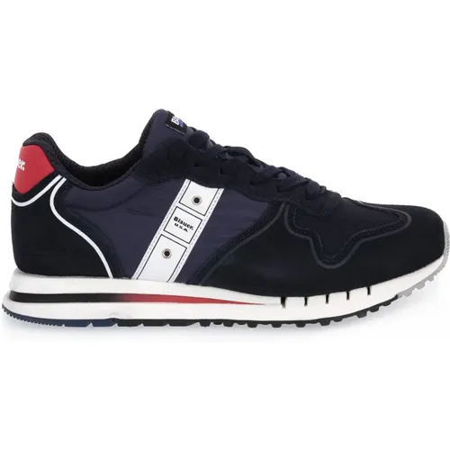 Navy Quartz Sneakers for Men , male, Sizes: 8 UK - Blauer - Modalova