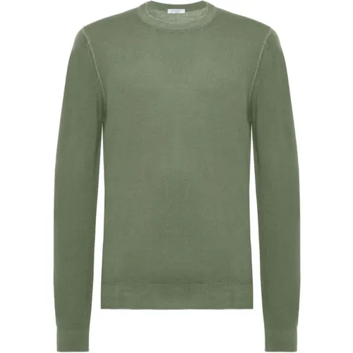 Grüner Virgin Wool Crewneck Sweater , Herren, Größe: L - Boglioli - Modalova