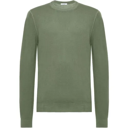 Grüner Virgin Wool Crewneck Sweater , Herren, Größe: M - Boglioli - Modalova