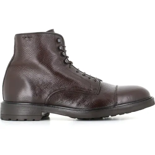 Dark Leather Boots Round Toe , male, Sizes: 7 UK, 8 1/2 UK, 9 UK, 9 1/2 UK, 10 UK - Alexander Hotto - Modalova