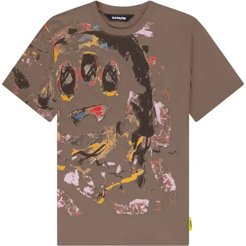 Graffiti Print Baumwoll T-Shirt , unisex, Größe: XL - Barrow - Modalova