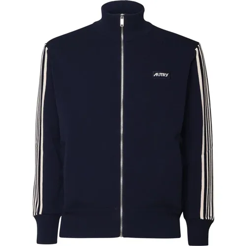 Sweatshirt Jacket with Decorative Stripes , male, Sizes: XL - Autry - Modalova