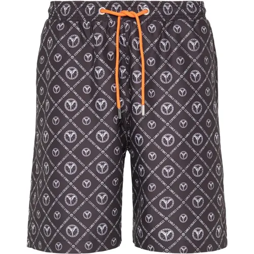 Men`s Logo Print Swim Shorts Carmellini , male, Sizes: XS - carlo colucci - Modalova