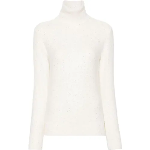 Cream White Knitted Sequin Sweater , female, Sizes: S, L, M, XS - Fabiana Filippi - Modalova