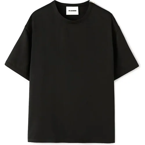 Silk T-shirt with Zip Detail , male, Sizes: L - Jil Sander - Modalova