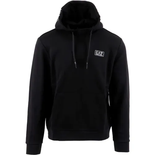 Baumwoll-Sweatshirt mit verstellbarer Kapuze , Herren, Größe: S - Emporio Armani EA7 - Modalova