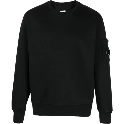 Schwarzer Pullover mit Iconic Logo Patch , Herren, Größe: XL - C.P. Company - Modalova