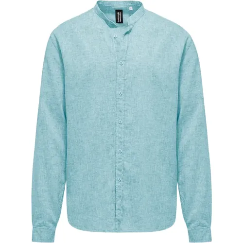 Linen/Cotton Mandarin Collar Shirt , male, Sizes: 2XL, M, XL, 3XL, L - BomBoogie - Modalova