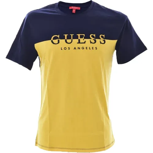 Farbblock besticktes T-Shirt , Herren, Größe: L - Guess - Modalova
