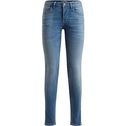 Skinny-Fit Curve X Jeans mit Label-Patch , Damen, Größe: W26 L32 - Guess - Modalova