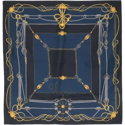 Baroque Block Print Silk Twill Foulard , male, Sizes: ONE SIZE - Versace - Modalova